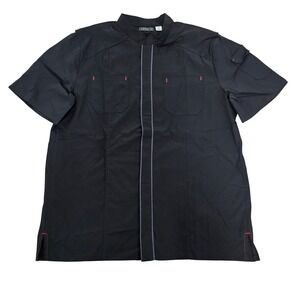 Chefwear Mens Black Ripstop Short Sleeve Chef Coat Shirt Snap Front Size M NWT